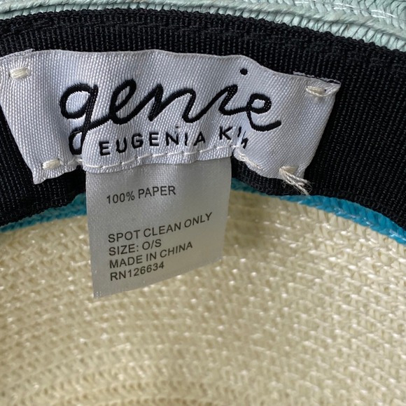 Genie by Eugenia Kim Billie Straw Fedora Sun‎ Hat Mint Green Cream Blue Coastal main image 10